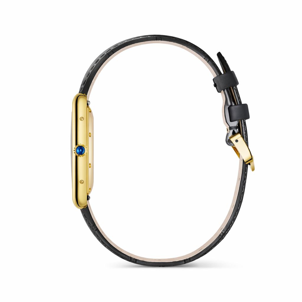 Tank Watch – Gold Case & Grey Leather