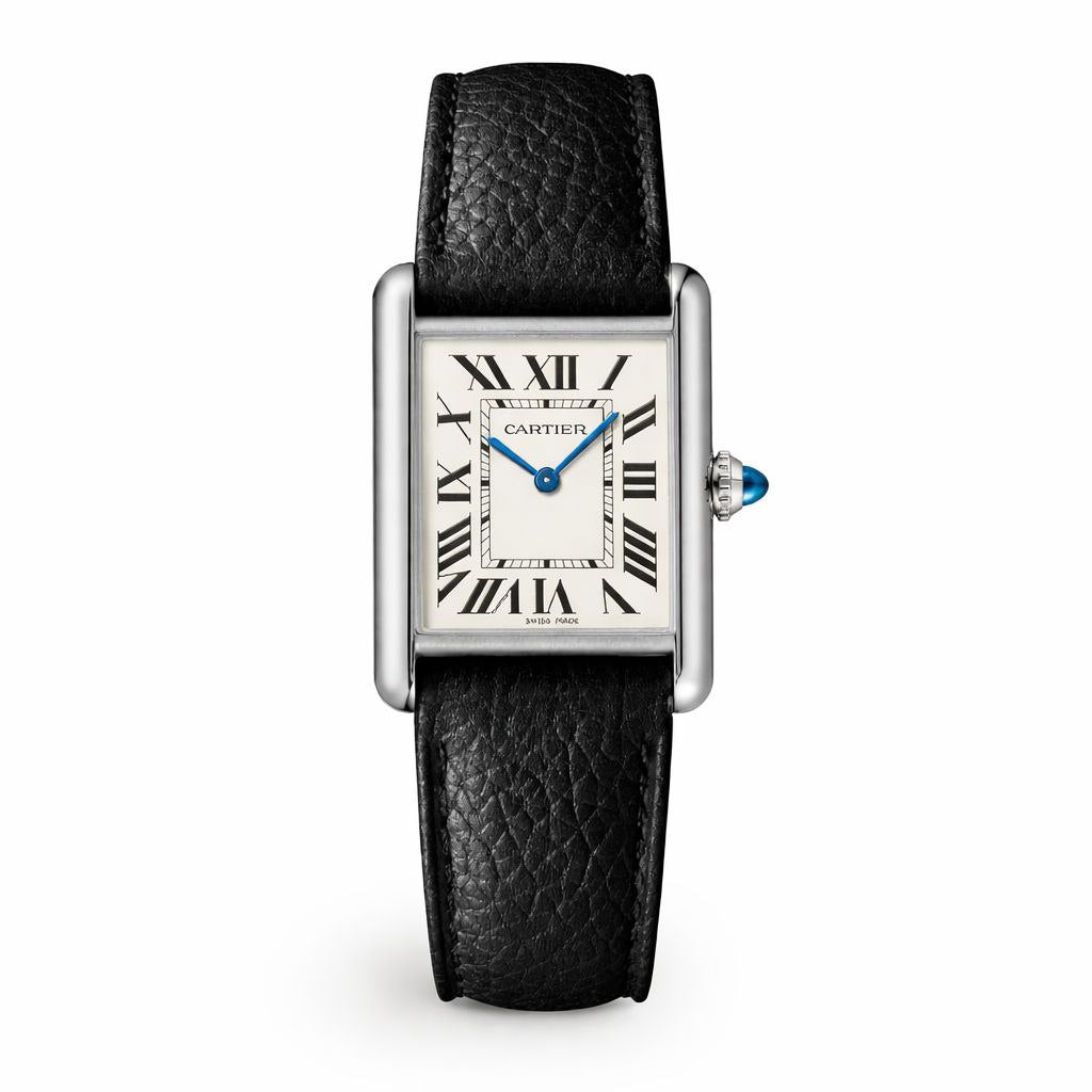 Tank Watch Leather Strap – Silver
