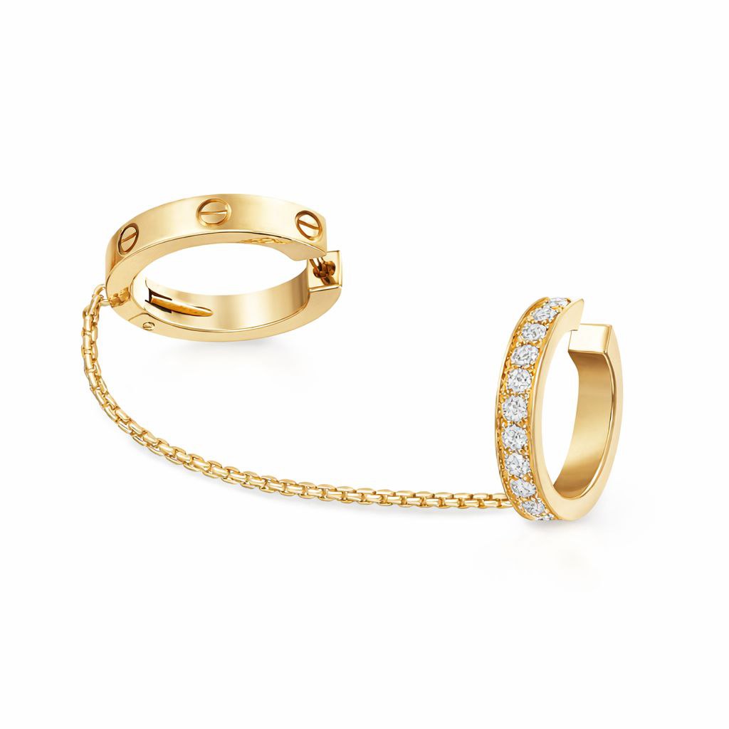 Double Chain Ear Cuff Hoop Earrings