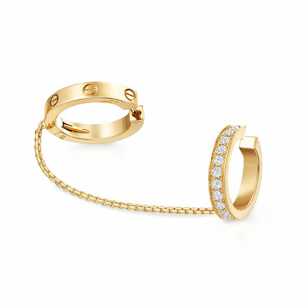 Double Chain Ear Cuff Hoop Earrings