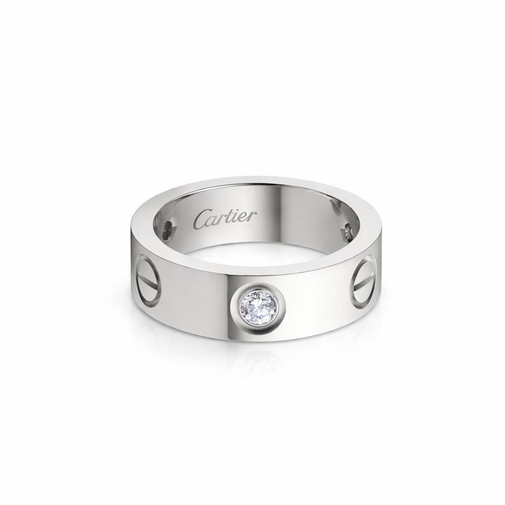 Crystal Love Screw Band Ring – 18K Gold Plated
