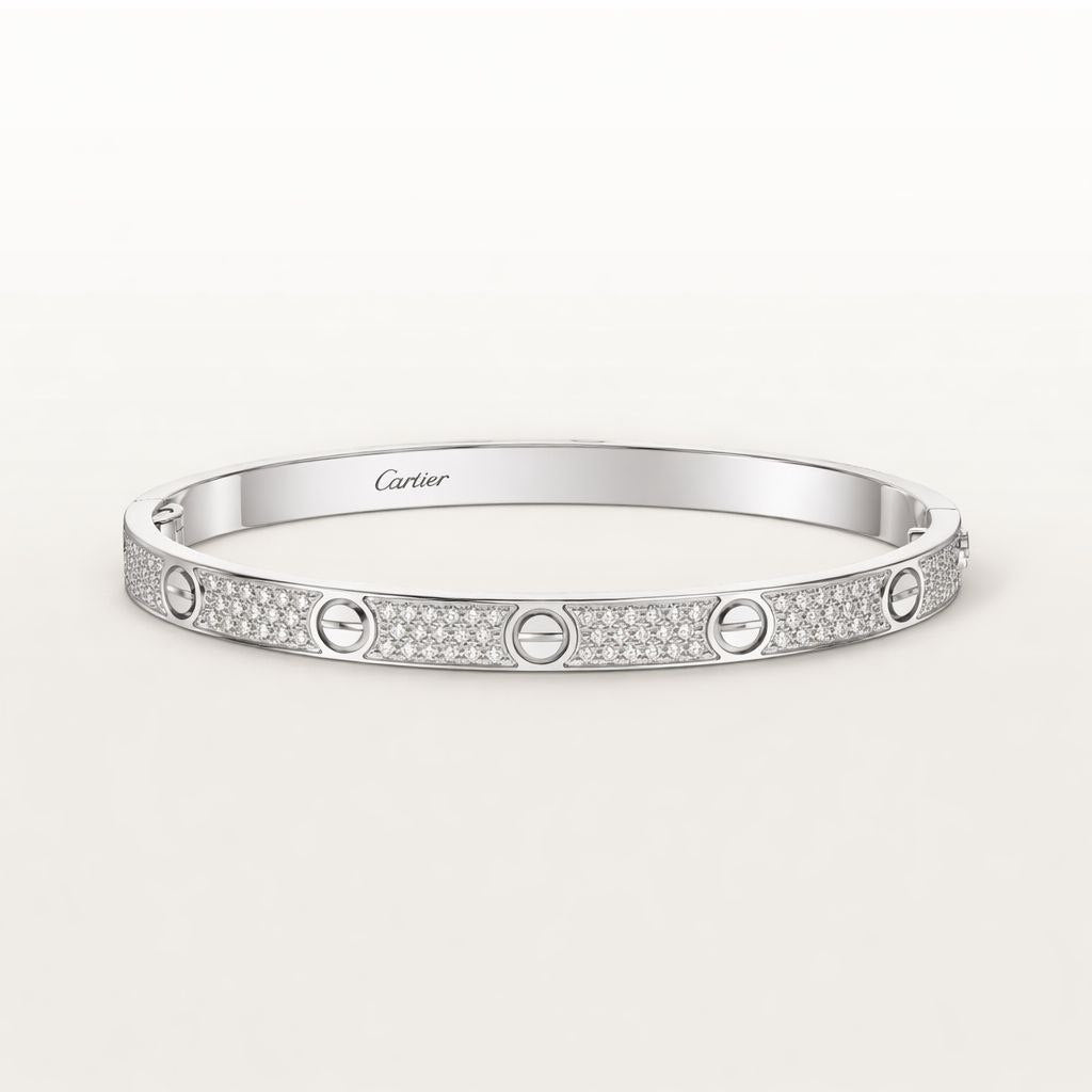 Crystal Screw Bangle Bracelet – 18K Gold Plated Luxury Bracelet
