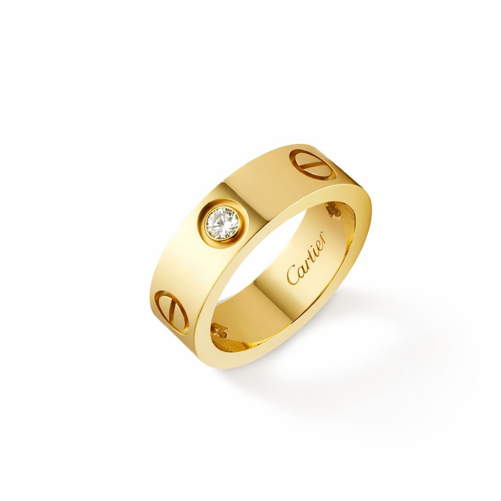 Crystal Love Screw Band Ring – 18K Gold Plated