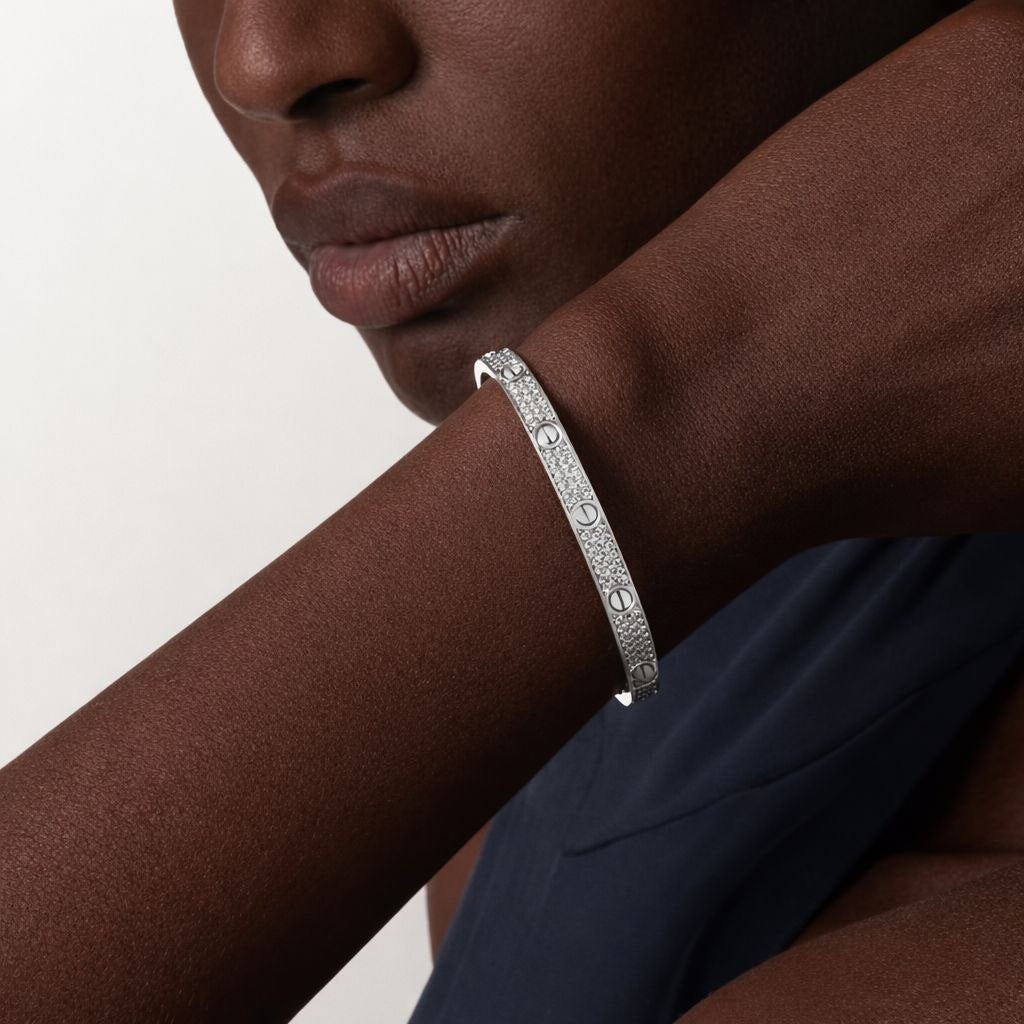 Crystal Screw Bangle Bracelet – 18K Gold Plated Luxury Bracelet
