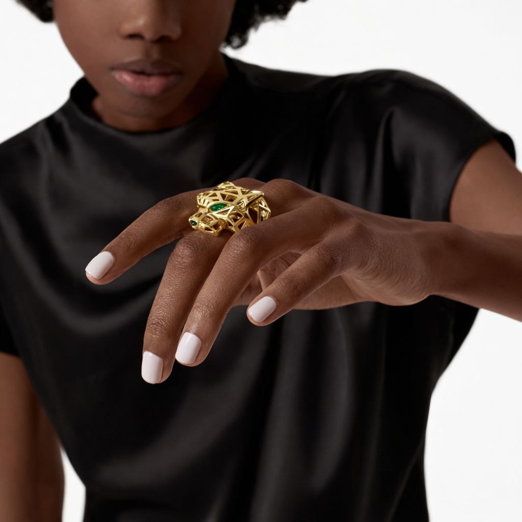 Panther Emerald Statement Ring