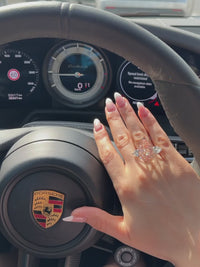 Rosé Majesty Pear Pink Three-Stone Ring