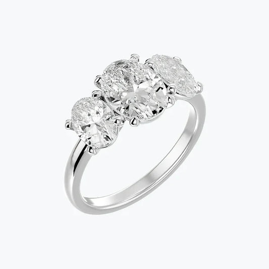3 Stones Oval Cut Dress Ring